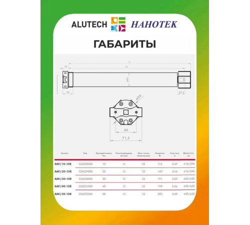 Внутривальный привод для рольставней Алютех AM1/20-15R