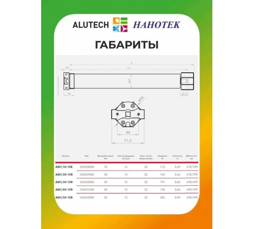 Внутривальный привод для рольставней Алютех AM1/30-15R